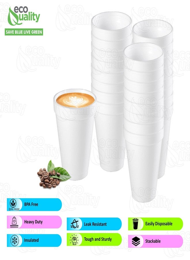 EcoQuality 10 oz White Insulated Foam Drinking Cup Single Use Disposable for Drinks Water Coffee Tea Juice Soda Espresso Latte Cooler Cups (100) - Image 2